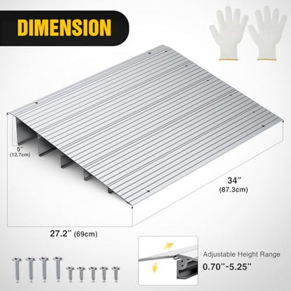 Nilight Door Threshold Ramp, 5" Rise Portable Aluminum Wheelchair Door Entry Ramps for Sheds Doorways Home Steps - size: 5" Rise