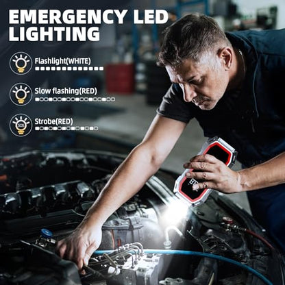 Jump Starter with Air Compressor, 5000A Peak Car Battery Jump Starter(9.0 Gas/8.0L Diesel), 160PSI 12V Jump Box Car Battery Jumper Starter Portable with Smart Jumper Cables, LED Lights, LCD Display