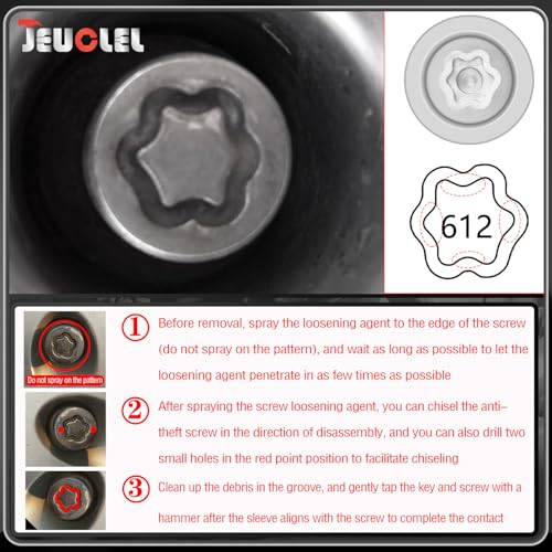 612 Wheel Locking Nut Key for Nissan Infiniti, ID 21mm Lug Socket | Wheel Lock Nut Socket Adapter, Anti-Theft Lug Nut Removal Tool, Anti-Theft Screw Remover, Repair Tool, Tyre Fitting, garage - size: socket 612