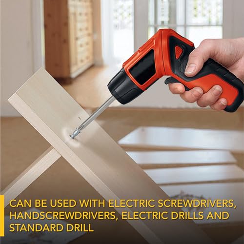Bates- Long Screwdriver Bits Set, 16 pcs, 1/4 Hex Shank, Slotted, Phillips, Hex and Tamper Proof Torx Bits, S2 Steel Magnetic 3.94 Inch Long Drill Bit Set with Holder