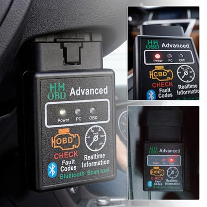 Bluetooth OBD2 Scanner for Car, Wireless Auto Engine Fault Code Reader Diagnostic Scan Tool, OBDII Interface Adapter Professional Diagnostic Tester for Cars Trucks SUVs