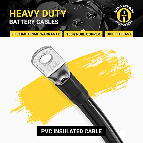 Spartan Power Battery Cable 12 Foot 4 Gauge AWG Wire Set 3/8" M10 Made in USA - color: 4 AWG-SET-3/8", size: 12 ft Set - 3/8"