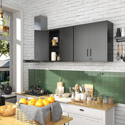 Metal Storage Cabinet for Garage, Tool Cabinet, Utility Cabinet | Wall Mounted, Hanging Tool Cabinet, Lockable, 2 Doors, Adjustable Shelves, Assembly Required, Black - color: Black