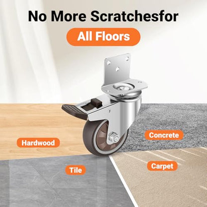 Nefish Side Mount Casters 3 Inch L-Shaped Heavy Duty Rubber Caster Set of 8, Ball Bearing 360 Degree Plate Swivel Castors Wheel, Casters Wheels for Furniture, Baby Bed, Kitchen, Cabinet, Table - style: 3 IN L-Shaped (8 Pack)