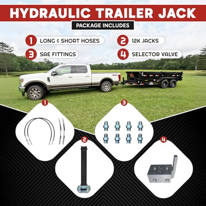 Hydraulic Trailer Jack (12,000 lb) - Power Jack 12K Double Acting, Lift Trailer Jack Stand Kit (12k Jack Weld On) PFJ-1-ADS-K - style: 12k Jack "Weld On"