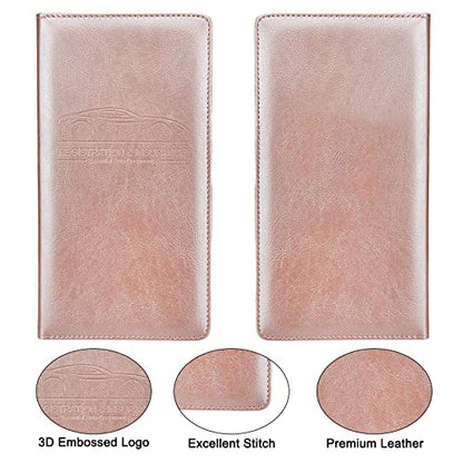 Car Registration and Insurance Holder, Premium Leather Insurance and Registration Holder,vehicle Glove Box Car Organizer, with Magnetic Shut for Cards, Driver License (Rose Gold) - color: 12-Rose Gold