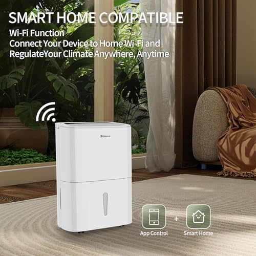 Shinco 6,000 Sq.Ft Energy Star Dehumidifier with WIFI, Ideal for Large Rooms and Home Basements, Efficient Moisture Removal with Adjustable Humidity Control, 1.32 Gallons Water Tank - color: 6,000 Sq.Ft.