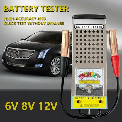 Car Battery Tester - 12V 100A / 6V 50A Load Tester for Detecting Battery Health & Capacity, with Voltmeter & Alligator Clips for Cars, RVs, Motorcycles, ATVs & Boats