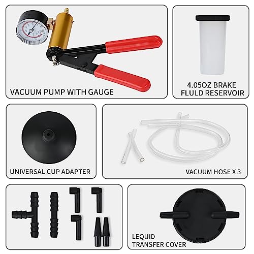 Hand Held Vacuum Pump Brake Bleeder Kit with Hand Vacuum Pump and Adapters One-Man Brake Bleeding System Applyto Bike,Motorcycle, Car, Truck Brake Clutch Bleeder Tool