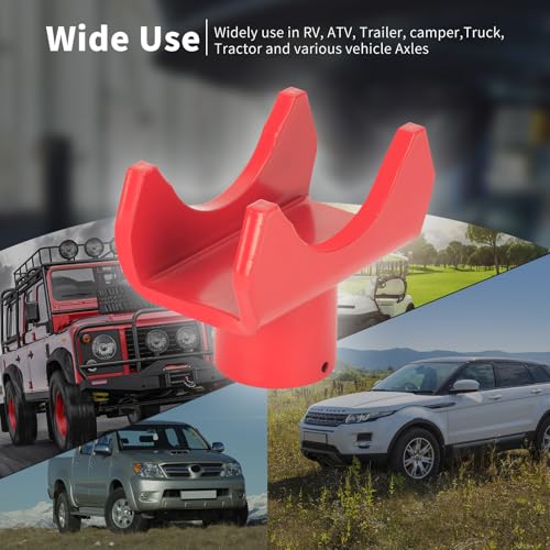 2-in-1 Bottle Jack Adapter for 12-Ton Jack - Fits 2/3/4 inch Round & 1.89" Square Tube - for RV, Truck, Trailer Jacks with Top Diameter < 1.61" - color: Red-With one jack adapters