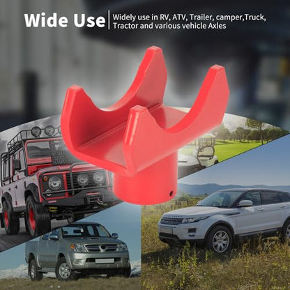 2-in-1 Bottle Jack Adapter for 12-Ton Jack - Fits 2/3/4 inch Round & 1.89" Square Tube - for RV, Truck, Trailer Jacks with Top Diameter < 1.61" - color: Red-With one jack adapters