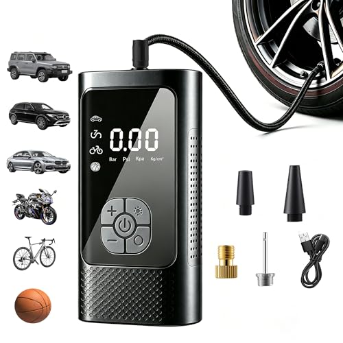 Cordless Tire Inflator Portable Air Pump - Car & Motorcycle Accessories, Dual-Pump, 1s Fast Inflation, 150PSI, Auto-Stop, Pressure Monitor, 5 Modes, LED Light