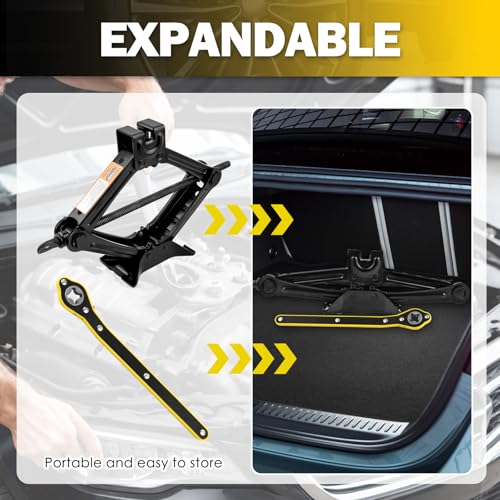 1.5T Scissor Jack for Car,Heavy Duty Scissor Car Jack Kit with Saving Effort Ratchet Wrench,Portable Tire Jacks Kit for Cars as Cars Emergency Tool Lift Range 3.94-13.19"