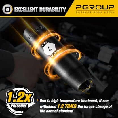 3/8” Drive Deep Impact Socket, Metric(7mm socket), 6-Point, Cr-V Steel With Black Manganese Phosphate Coating - size: 7 mm