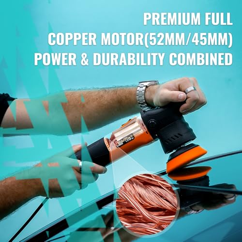 AUTIWOZ Mini Polisher, 2/3Inch Small Buffer Polisher, 630W with 12mm Random Orbital, Dual Action Car Polishers and Buffers for Car Detailing, Headlight Polishing, 2500-7000RPM with Soft Start, W02 - size: k1