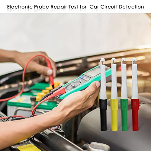 Piercing Clip Test Probe, 0.7mm Test Probe Pins, Non-Destructive Insulation Wire Piercing Needle, Piercing Probes Set for Banana Socket Plug Car Tester (4 Pcs)