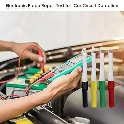 Piercing Clip Test Probe, 0.7mm Test Probe Pins, Non-Destructive Insulation Wire Piercing Needle, Piercing Probes Set for Banana Socket Plug Car Tester (4 Pcs)