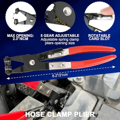 DASBET 5PCS Fuel Line Pliers Set Hose Remover Tool | Heavy-Duty Hose Clamp Pliers Set with Filter Caliper, Hose Pipe Clamp Clip Hose Clamp Tool Disconnect Pliers