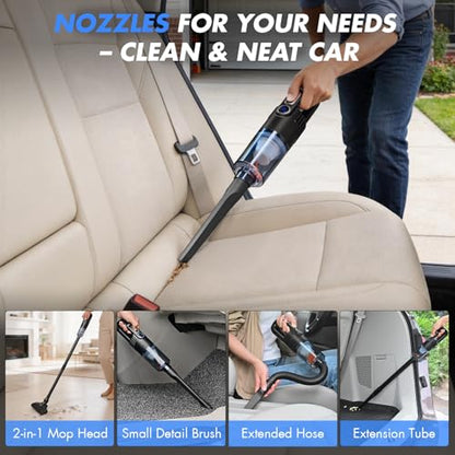 28PCS Car Detailing Kit Interior Cleaner, Car Interior Cleaning Kit with Cordless Handheld Vacuum, 2-in-1 Mop, Interior Car Detailing Brushes, Windshield Cleaner, Car Accessories Gift for Men Women