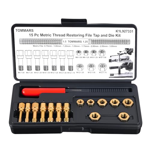 15-Piece Metric Thread Chaser Set, M6 M8 M10 and M12 | Thread Restorer Tool and Rethreading Repair Kit for Cleaning, Restoring and Repairing Damaged Metric Threads - size: Metric