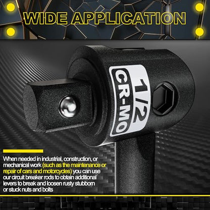 1/2" Drive 25-Inch Breaker Bar, Heavy Duty Extension Breaker Bar with 250° Swivel Head, CR-MO Steel, Defeats Rusted and Frozen Fasteners - size: 1/2" 25 inch