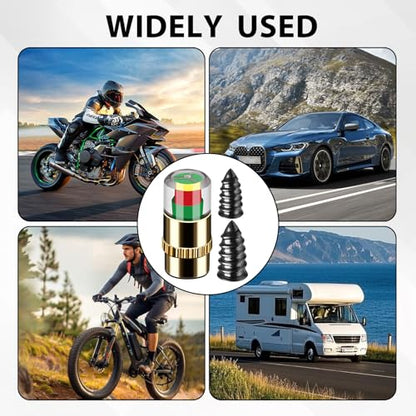 35PCS TireCar Tire Pressure Monitor Valve Stem Caps Sensor Indicator and Repair Plugs, Rubber Nail Kit and Gum Strips for Car Truck Motorcycle Emergency Repair