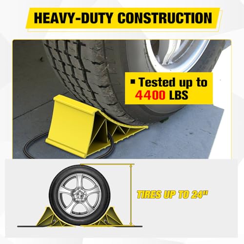 Nilight Wheel Chocks, Heavy Duty Wheel Stopper for Car, Truck, RV, Trailer, Caravan, Motorcycle, 8.7" x 4.8" x 4.2", 2-Pack(Yellow) - color: Yellow
