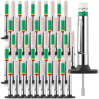 Tellegloww 50 Pcs Tire Tread Depth Gauge Color Coded Tyre Depth Gauge Tool Tread Accurate Measure Tools Metric Gauges for Car Trucks Various Vehicle (White and Green)