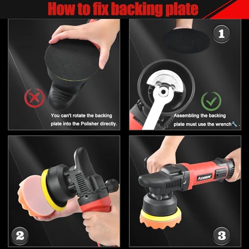 AOBEN Buffer Polisher,5 inch Dual Action Polisher,Long Orbit 16mm Random Buffer Polisher kit with 6 Variable Speed 1000-5500rpm,Detachable Handle,7 Buffing Pads for Car detailing Polishing and Waxing - size: AT3501C-02