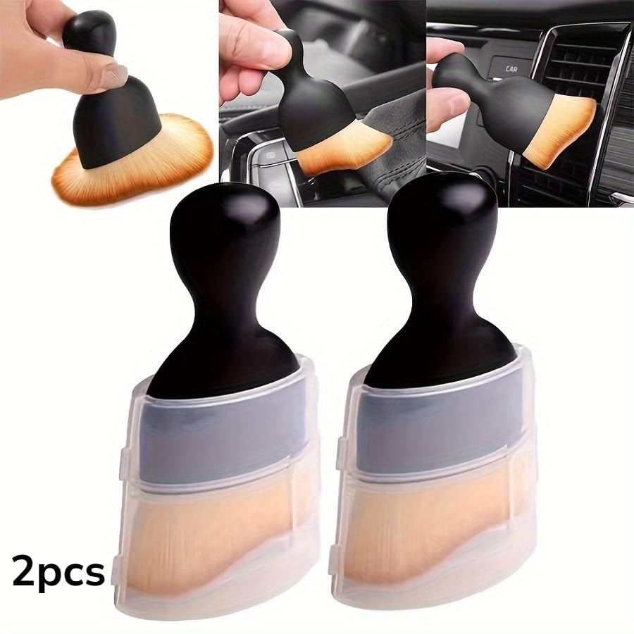 2pcs Car Detailing Brush Set Ultra Soft Bristles Multifunctional Interior Dust Removal Tool for Deep Cleaning Vents Seats