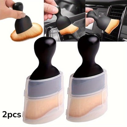 2pcs Car Detailing Brush Set Ultra Soft Bristles Multifunctional Interior Dust Removal Tool for Deep Cleaning Vents Seats