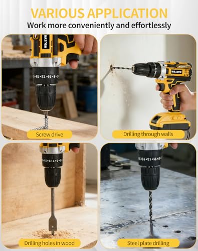 21V Brushless Cordless Drill Driver Set,1500RPM Power Drill with 2 Batteries,25+3 Torque Settings,3/8" Keyless Chuck,LED Light,Professional Home & DIY Tool Kit with Case