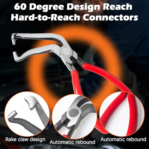 Auto fastener clip removal pliers – Automotive Electrical Tools & Clip removal tool Kit with Hose Clamp Pliers, Wire Terminal Separator, and Car Plug Connector - color: B-red 4pcs