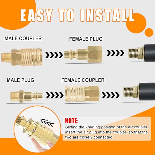 Air Coupler & Plug Kit,60Pcs 1/4 Inch NPT Air Tool Fittings Set,Quick Connect Air Hose Fittings Air Compressor Accessories