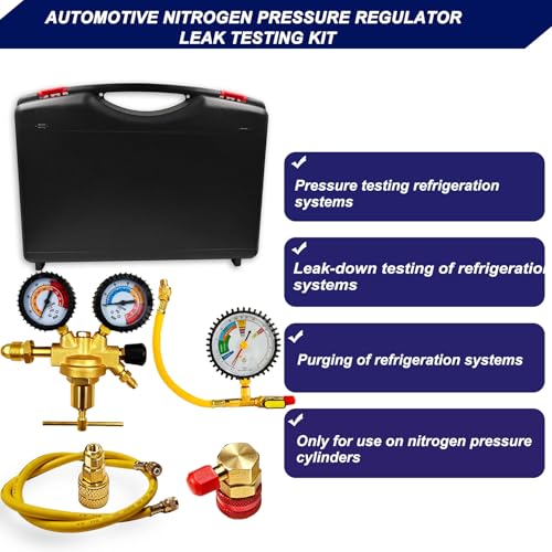 53010 Automotive/HVAC Pressure Tester Kit, Nitrogen Pressure Testing Tools | Includes 53001 nitrogen pressure regulator, leak testing adapter 53042, charging hose, r134a adapter, r410a adapter
