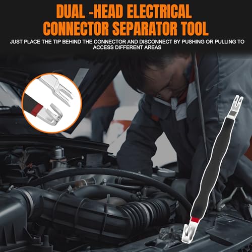 3PCS Electrical Disconnect Pliers, Electrical Disconnect Pliers for Cars,Electrical Connector Separator, 37960, 37980,Automotive Fuel Line Disconnect Tools, Push Tab Plugs Style - style: Straight+60 Degree Pliers+Separator