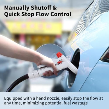 Fuel Transfer Pump (3.2GPM), 51" Hose Automatic Gas Pump Transfer with 4 Gas Can Fittings, USB and Battery Powered Portable Siphon Pump for Oil, Gasoline, Diesel (Hand-Trigger Nozzle w/Rubber Hose) - style: Hand-Trigger Nozzle w/ Rubber Hose
