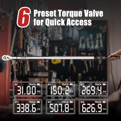 VANPO Digital Torque Wrench 3/4-Inch 31–627 ft-lb for Heavy Equipment | ±2% Accuracy, Electronic Torque Wrench with LED, Buzzer, Vibration Alert for Heavy Truck, Industrial Equipment & Agricultural - size: 3/4-inch 31-627 Ft-lb/42-850 Nm