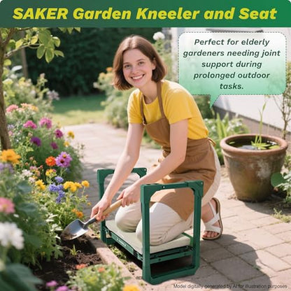 Saker Garden Kneeler and Seat Foldable Gardening Stool with Extendable Legs & Thickened Pad, Tool, Heavy Duty 400lbs Support for Elderly, Gardening, Outdoor Use - size: Basic version