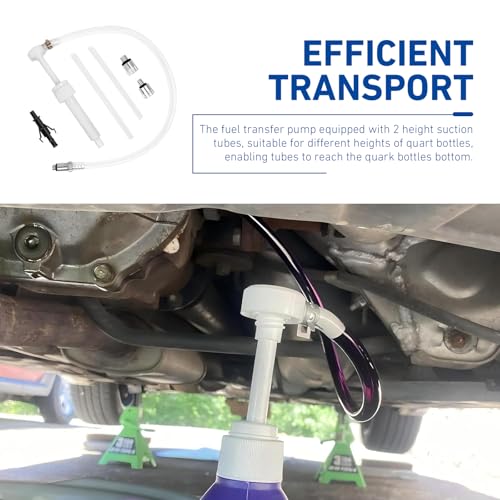 1 Set Car Transmission Fluid Pump Kit, Durable Manual Oil Transfer Evacuator with 3/8" Swivel & 8mm 10mm Adapters, 8cc Per Stroke Fluid Change Tool, Universal for Cars SUVs Trucks (White)