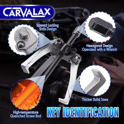 CARVALAX Gear Puller Set, 2T 5T and 5T Wide-Spread - Heavy Duty CR-V Steel 2 & 3 Reversible Jaw Bearing/Pulley Puller – Professional Automotive & Industrial Tool Kit for Mechanics, DIYers - size: 2T&5T&5L