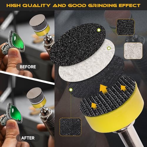 188 PCS 1 Inch Wet Dry Sanding Discs 60-10000 Grit Hook and Loop Sandpaper | Rotary Tool Accessories with 1/8" 1/4" Shank, Backing Pad, Polishing Pads, Foam Pads for Auto Metal Glass Resin Wood Jewelry - color: 1 Inch Sanding Discs with Polishing Pads