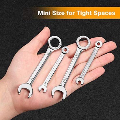 SPEEDWOX 20-Piece Mini Combination Wrench Set, High Carbon Steel, Silver - size: Metric & SAE