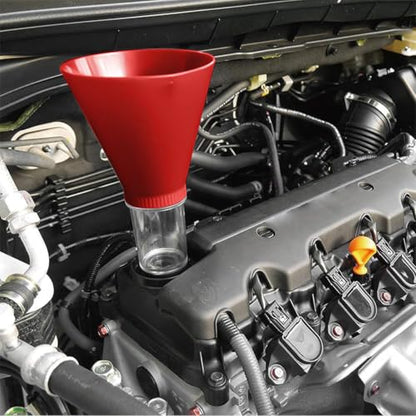 Car Engine Oil Funnel, Vehicle Threaded Locking No Spill Spout Directly into Filler Funnel, Automotive Diesel Change Tool, Compatible with Avalon Tercel Venza (Red) - color: Red