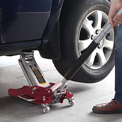 Big RED 1.5 Ton Floor Jack,Aluminum and Steel Hydraulic Low Profile Car Jack with Dual Piston Quick Lift Pump,Lightweight Racing Floor Jack for Vehicle,3,000 lb Capacity,Red,TAM815016LR - size: 1.5 Ton RED, style: Aluminum and Steel