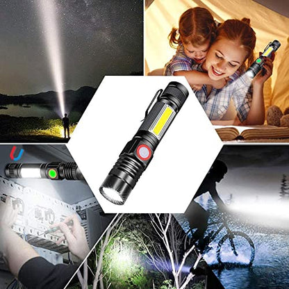 Hoxida Rechargeable Flashlight(Battery Included), Magnetic LED Flashlight with COB sidelight, 1200 Lumen Super Bright LED, Waterproof, Zoomable, 4 Modes Best Flashlight for Camping, Emergency - color: 1pack Magnetic flashlight
