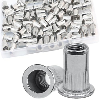 80Pcs M6 Rivet Nuts, 304 Stainless Steel Flat Head Rivnut Threaded Insert Nutsert - color: Silver, size: M6