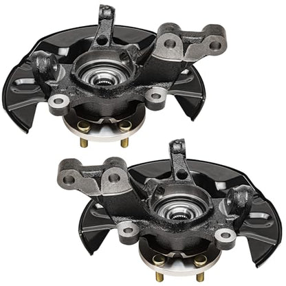 Detroit Axle - Front 4pc Steering Knuckles Kit for 03-08 Toyota Corolla, 2 Disc Brake Calipers w/Bracket 2 Steering Knuckles & Wheel Bearing Hubs 2003 2004 2005 2006 2007 2008 Replacement - size: 4BU47749/Kit