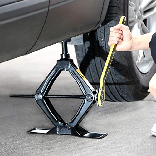 Steel Scissor Jack for Car 1.8 Ton Oversized Base, Portable, Ideal for SUV and Auto, Tire Changing Kit, Ratchet Handle Saving Strength Design (1.8 Ton) - style: Scissor Jack