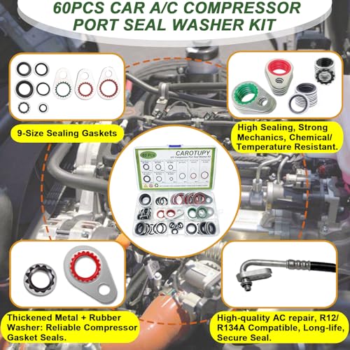 Car A/C Repair Kit for Vehicle Repair, 525 Pcs | Contains O Ring Kit, Valve Core Accessories Kit, Valve Core Cap Kit, Gasket Seal Kit, Fuel Line Disconnect Tool Set